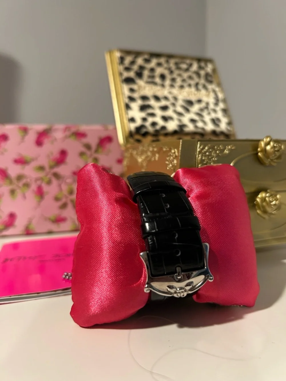 Betsey Johnson Skull Crossbones Rhinestone Beaded Tassel Watch Silver Tone NWOT - Picture 4 of 9